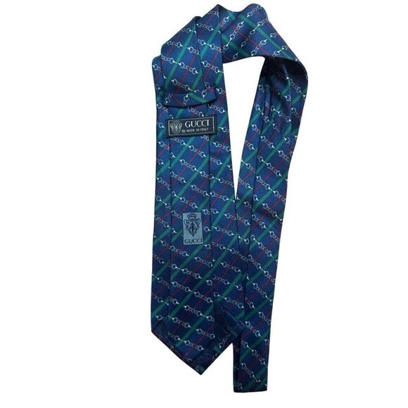 GUCCI striped link 100% silk tie ✨Authentic & Vintage✨ - Picture 1 of 6